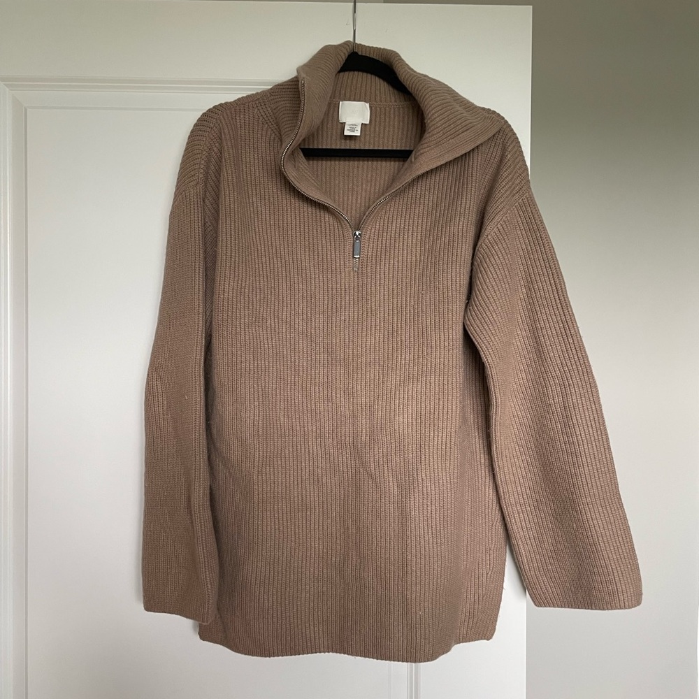 H&M Beige Ribbed Knit Sweater